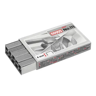 A box of staples is shown from a slightly elevated angle against a white background.