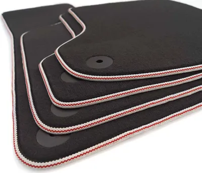 Immagine prodotto di Tappetini Premium Audi A3 S3 RS3 (8V) Sportback / Sedan bordo bianco con strisce rosse, velours (4 pezzi)