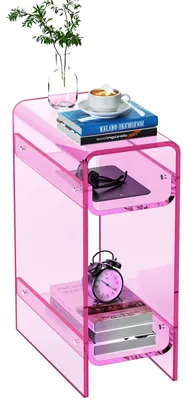 Imagen del producto de Mesa auxiliar de acrílico transparente, ideal para dormitorios y salones