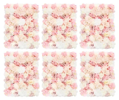Produktbild von Kunstblumen Wandpaneele - 3D Blumenwand Deko - Seidenrosen Hortensien Dahlien - 6 Stück - wetterfest Sichtschutz Hochzeitskulisse innen außen
