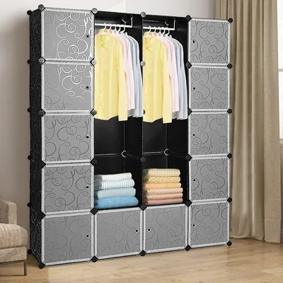 Produktbild von SWANEW Kleiderschrank Kleiderschränke Kinderregal Badregal Schuhregal DIY Stabil Aufbewahrung Schrank 20 Würfel Weiß