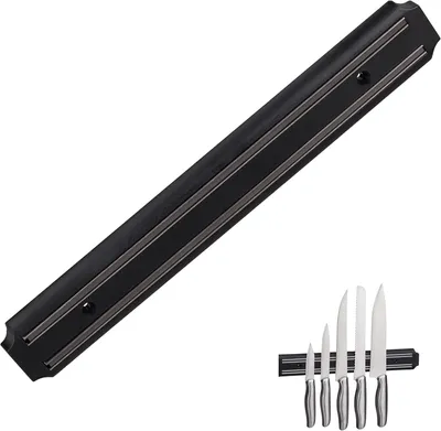Produktbild von Magnetische Werkzeugleiste mit Magnet für Messer und Küchenutensilien, Kunststoff, 33 cm breit, schwarz