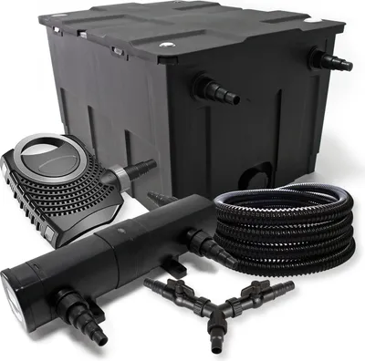 Image de SunSun Kit complet: CBF-550 Filtre de bassin jusqu'à 60000L Biologique, NEO10000 pompe de filtration 10000l/h 80W, CUV-236 lampe uv UVC Clarificateur avec 36W, 25m Tuyau 25 mm, Y-distributeur