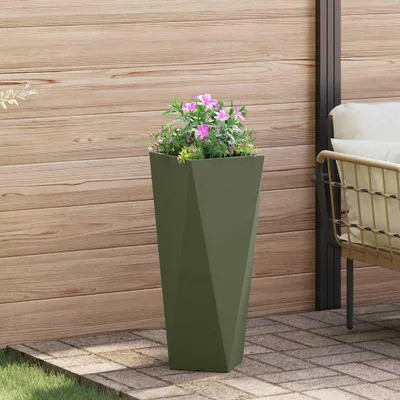 Immagine prodotto di Maison Exclusive - Vaso da fiori verde oliva 30 x 30 x 75 cm in acciaio
