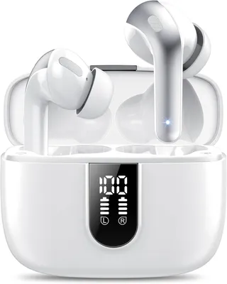 Produktbild von Kabellose Ohrhörer – In-Ear-Kopfhörer – Für Musikwiedergabe – 4 ENC-Mikrofone – 50 Stunden Wiedergabezeit – Weiß