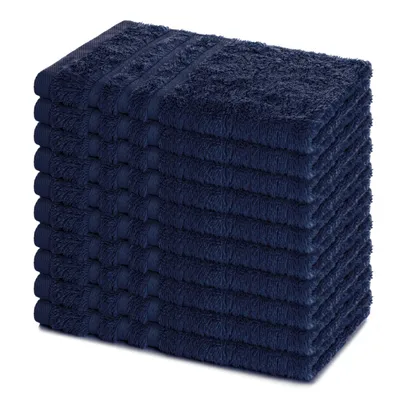 Zdjęcie produktu dla Zestaw 10 ręczników gościowych Lavea®, 30x50 cm, miękkie i chłonne ręczniki gościnne wykonane w 100% z bawełny, seria Elena, możliwość prania w temperaturze 60°C – kolor granatowy