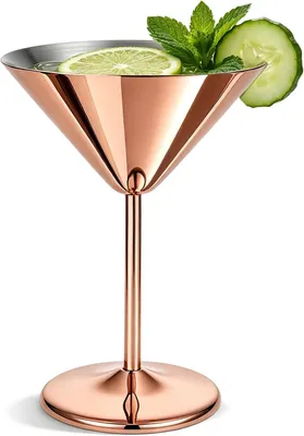 Imagen del producto de Vasos de martini de acero inoxidable, resistentes a roturas, de 240 ml, ideales para fiestas