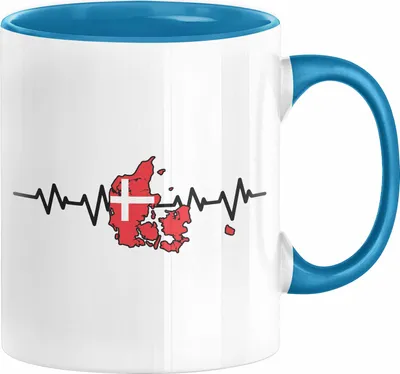 Produktbild von Dänische Flagge Geschenk Tasse Herzschlag Dänemark Urlau Geschenkidee (Blau)