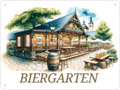 Produktbild von Biergarten Metallschild XL in 21x28 cm