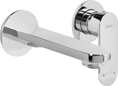 Produktbild von BELIANI Wandmontierte Waschtischarmatur Silber aus Messing Einhebelmischer Mischbatterie Wandmontage Wandarmatur Waschbecken Badezimmer