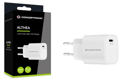 Produktbild von Conceptronic 1-Port 20W USB-C PD-Ladegerät, Drinnen, AC, 12 V, Weiß
