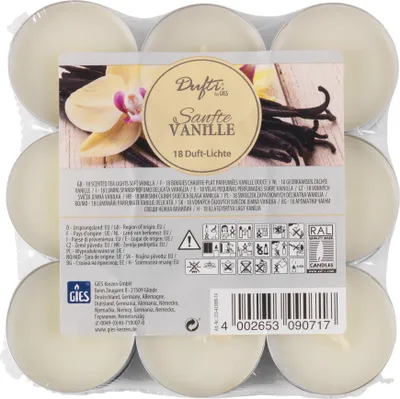 Produktbild von 36 Stück Duft Teelichter Duftkerzen von Gies Duftsorte Vanille