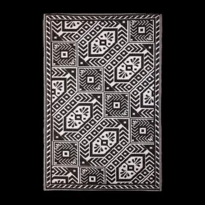 Image de Tapis de jardin noir et blanc motifs geométriques