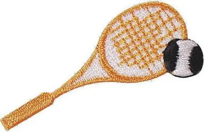 Produktbild von Aufnäher Patches Applikation - Tennisschläger mit Ball - 02089 - Gr. ca. 4,5 x 1,5 cm