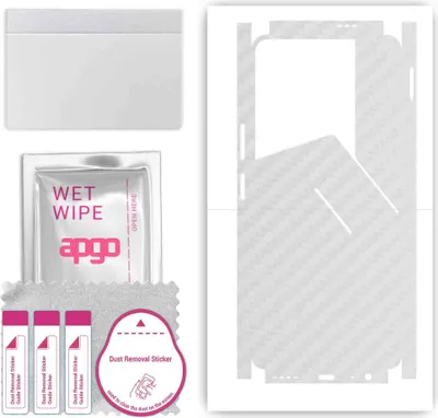 Produktbild von apgo Rückseite + Seiten Schutzfolie, Skin, kompatibel mit Tecno Pova 5 Pro, Hinten Displayschutzfolie aus Vinylfolie, kratzfest, einfache Montage - Transparenter Kohlenstoff