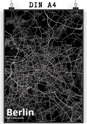 Produktbild von Mr. & Mrs. Panda Bild Berlin DIN A4 - Geschenk, drucke, Plakat, wanddeko, Wandbild, Posterdruck, Stadt Dorf Karte Landkarte Map Stadtplan