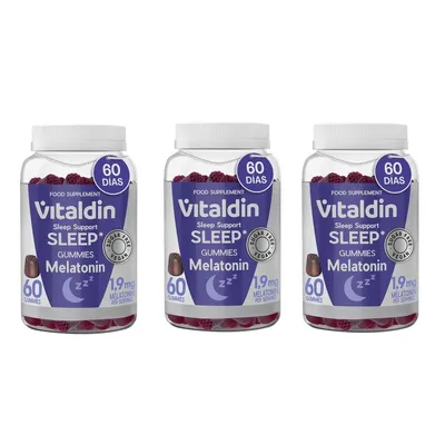 Image de Vitaldin Sleep Gummies à la mélatonine, à la passiflore, à la mélisse et à la mûre – Végétalien – 3 boîtes