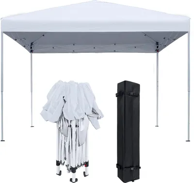 Produktbild von JOIEYOU altán 3x3m skládací altán s přenosnou taškou skládací stan polyester ochrana proti UV záření skládací párty stan ochrana proti větru zahradní altán stan venkovní, bílý