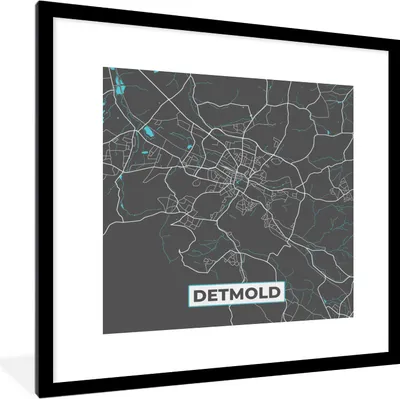 Produktbild von MuchoWow® Gerahmtes Poster Stadtplan - Detmold - Deutschland - Karte 40x40 cm - Poster mit Schwarzem Bilderrahmen Wandposter Rahmen Foto Bilder - Poster - Plakat im Rahmen