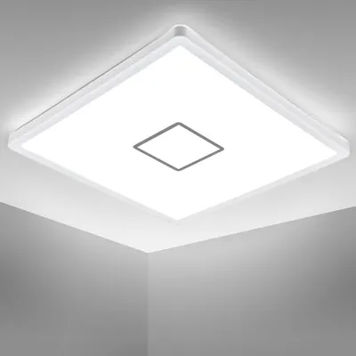 Image de B.K.Licht plafonnier design carré LED 18W éclairage ultra-plat 28mm applique moderne blanc-argenté 2400Lm lumière blanche neutre 4000K 293x293mm