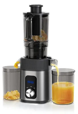 Obrázek produktu pro Odšťavňovač Zimilo Slow Juicer 200 W 1,2 l, velký otvor, nerezová ocel, oddělení šťávy a výlisků, tichý, pro ovoce a zeleninu