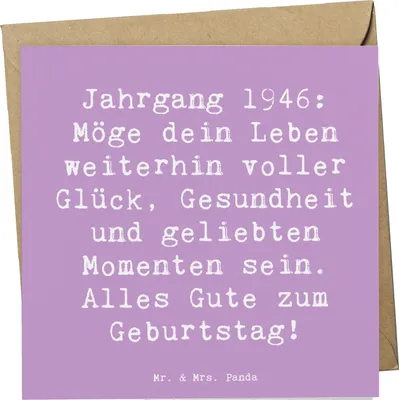 Produktbild von Mr. & Mrs. Panda Deluxe Karte Spruch 1946 Geburtstag - Lavendeltraum - Geschenk, Geburtstagsspruch, Alter, Klappkarte, Happy Birthday, Geburtstagsgruß, Glückwunschkarte