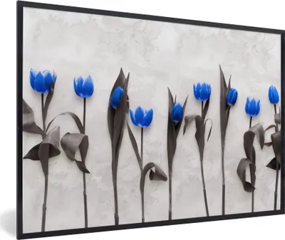 Produktbild von MuchoWow® MuchoWow® Gerahmtes Poster Blumen - Tulpen - Blau 30x20 cm - Poster mit zchwarzem Bilderrahmen - Kunstdruck - Bild-Poster