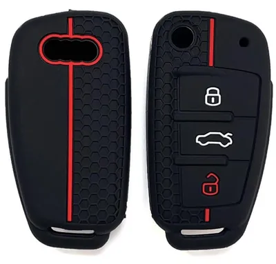 Produktbild von Silikon-Schlüsselhülle für Audi A1 A3 S3 A4 S4 RS4 A6 S6 RS6 Q3 Q5 Q7 TT R8 Seat Exeo, 3 Tasten, Rot