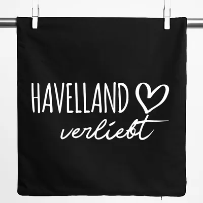 Produktbild von Huuraa Kissenbezug Havelland verliebt 40x40cm Black Baumwolle Dekokissenbezug Geschenkidee