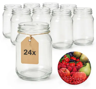 Produktbild von ART TWIST HOME Einmachgläser mit Schraubdeckel 24x 500 ml – Vorratsgläser Glasbehälter Vielseitige Robuste aus Dickem Glas - perfekt für Marmeladen Honig Säfte Gurken Konfitüren und Vorratshaltung