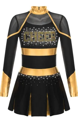 Produktbild von Cheerleading Mädchen Kostüm Set – Neckholder Tanzkleid mit Pompons, Socken & Kopfschmuck| Gr. 158-164 | Perfekt für Sport, Party, Karneval & Fasching