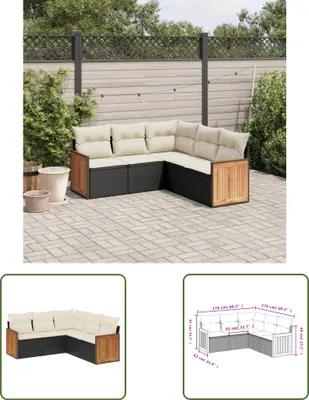 Produktbild von The Living Store 5-tlg. Garten-Sofagarnitur mit Kissen Schwarz Poly Rattan