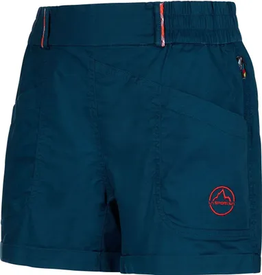 Dunkelblaue Damen-Shorts "Escape Short W" von La Sportiva mit elastischem Bund und seitlichen Taschen.
