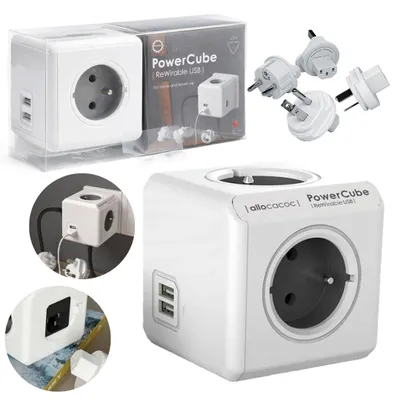 Obrázek produktu pro Allocacoc PowerCube ReWirable USB + zástrčky - šedá