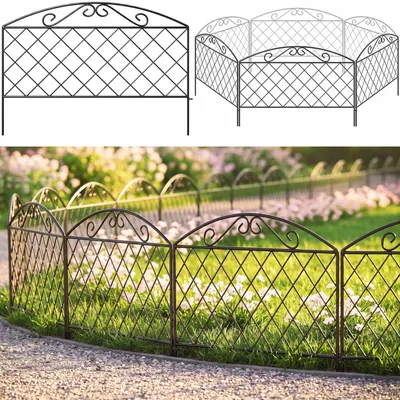 Imagen del producto de Valla metálica de 44 cm de altura, 3 metros de largo, con 5 paneles para delimitar macizos de flores y terrazas