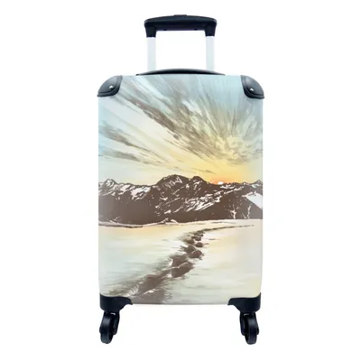 Produktbild von MuchoWow® Koffer Handgepäck Trolley Rollkoffer Kleine Reisekoffer mit 4 Rollen - Berg - Strand - Meer - Cabin Size < 55x40x23 cm & 55x40x20 cm - Fotokoffer - Kabinenkoffer - Boardgepäck - Reise-Box - Reisekoffer - Reisegepäck - Koffer mit Bild - Trolley für Kinder
