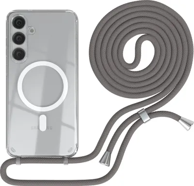 Produktbild von EAZY CASE - Handykette kompatibel mit Samsung Galaxy S24 Plus Kette zum Umhängen Stoßfest Handyhülle für Galaxy S24 Plus Silikon Hülle mit Band Handytasche Transparent als Fallschutz in Anthrazit