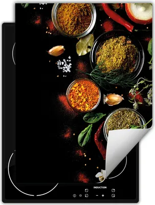 Image de DarHaus Plaque de recouvrement pour cuisinière Une pièce Cuisine Plaque de recouvrement pour plaque vitrocéramique Couverture pour plaque à induction Tapis enroulable 40x52 cm, noir - Épices