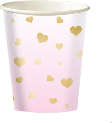 Produktbild von 8 Royal First Birthday Pappbecher rosa 250ml