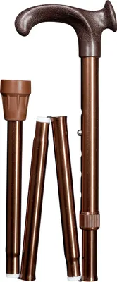 Produktbild von Gastrock Klappbarer Gehstock – Bronze – Relax-Griff – Linkshänder – Ergonomischer Griff – Verstellbar – Länge 85 bis 95 cm – Aluminium