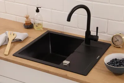 Produktbild von Küchenspüle Einbauspüle Granit Spülbecken Spüle 58x50 Schwarz Respekta Nashville