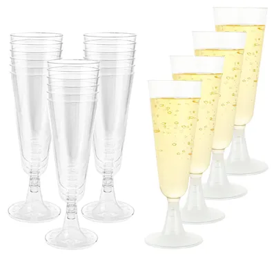 22er Set Kunststoff-Champagnegläser, transparent, 150 ml, wiederverwendbar