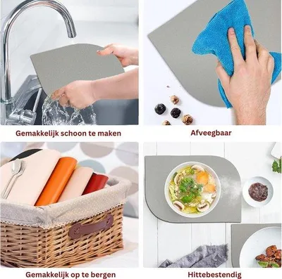 Produktbild von Famanu Platzsets Antirutsch aus synthetischem Material - Doppelseitig hitzebeständig - 4 Platzsets