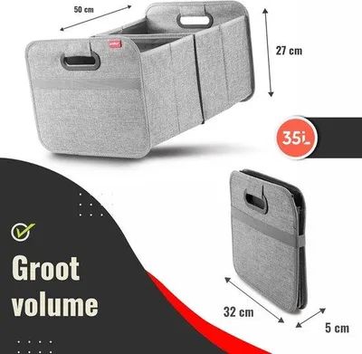 Zdjęcie produktu dla Składany organizer samochodowy, torba do bagażnika, 50 cm x 32 cm x 27 cm, szary