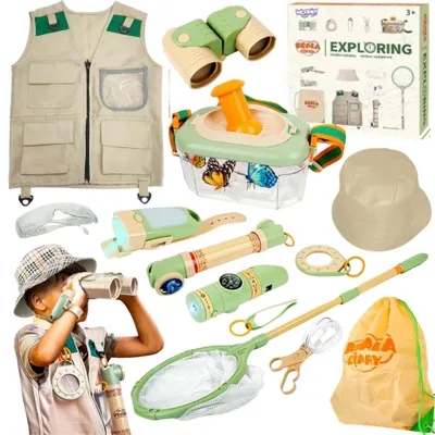 Image de Woopie Discovery Little Explorer's Set Jumelles Boussole Filet à Insectes Papillons Lampe de Poche