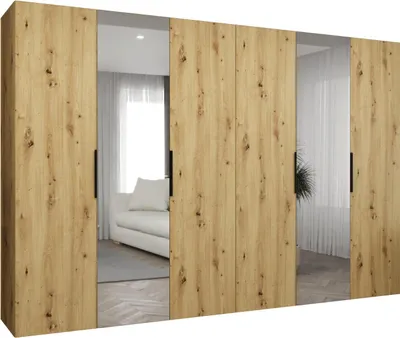 Produktbild von MEBLE KRYSPOL, Kleiderschrank, Schrank 300 cmx202x52, Artisan Eiche, Schwarz