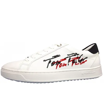 Immagine prodotto di Scarpe da donna del marchio Tom Tailor, modello stringato, sneakers sportive, colore bianco, ideali per il tempo libero