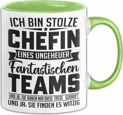 Produktbild von Ich Bin Stolze Chefin Eines Ungeheuer Fantastischen Teams Tasse Geschenk Für Beste Chefin (Grün)