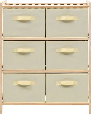 Immagine prodotto di Scaffale con 6 Cesti in Tessuto in Legno di Cedro Beige