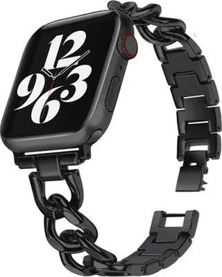 Produktbild von Strap-it Luxus Stahlarmband - passend für Apple WatchSeries 1/2/3/4/5/6/7/8/9/10/11/SE/Ultra (2) - schwarz - Kettengliederarmband für iWatch Größe: 44mm / 45mm / 46mm / 49mm